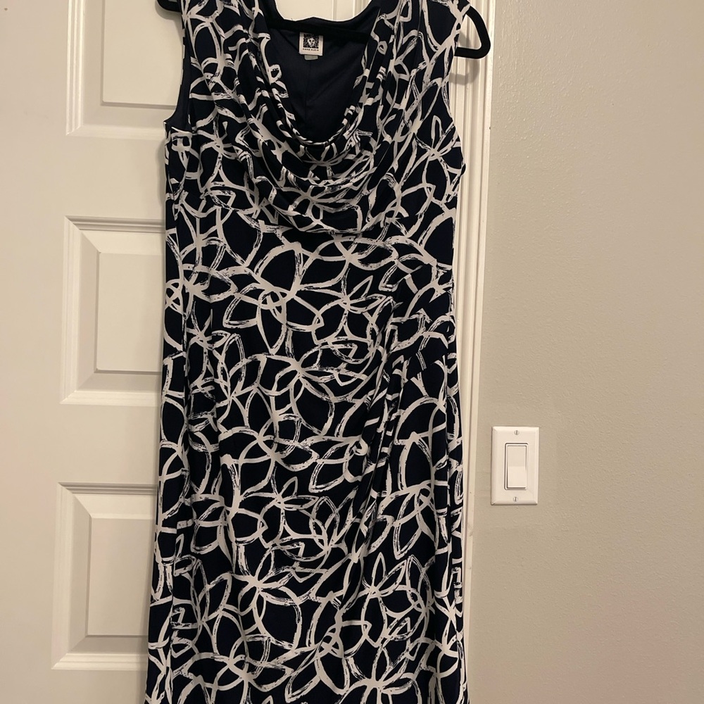 Anne Klein Navy and White Floral Dress